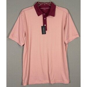 NWT Mizzen Main Versa Polo Mens M  Geometric Trim Fit Golf Moisture Wicking